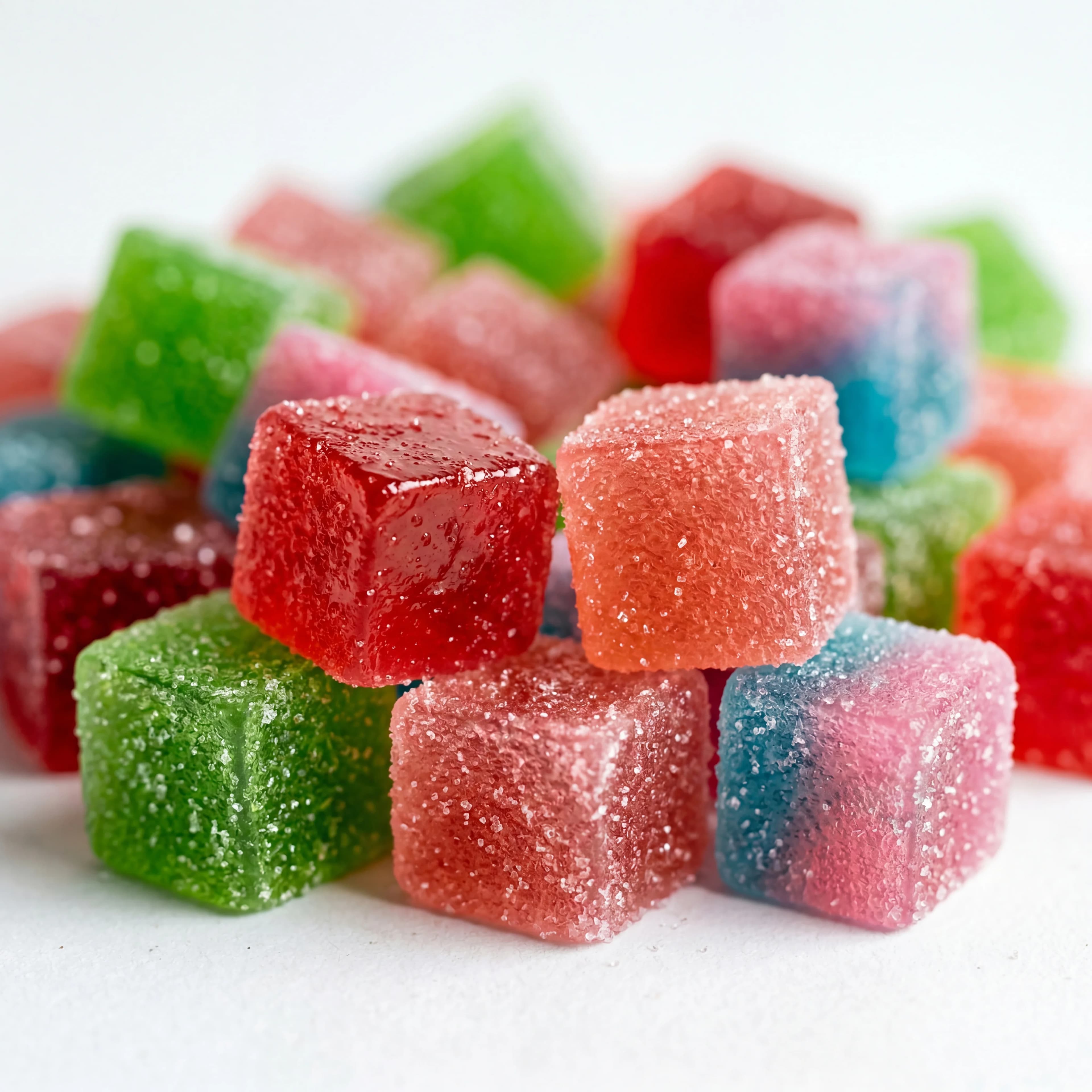 Colorful gummy bears close-up