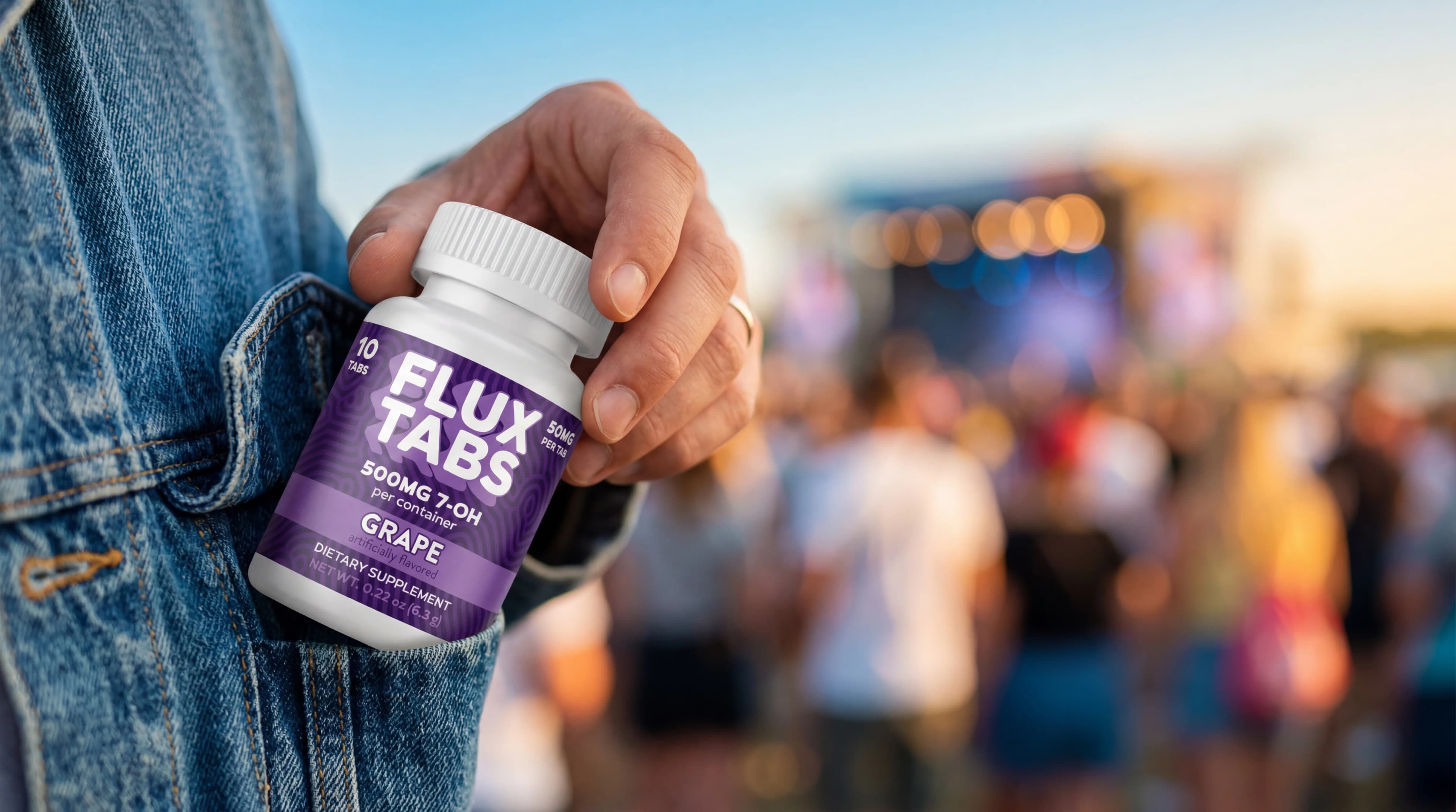 Flux Tabs Grape at a music festival