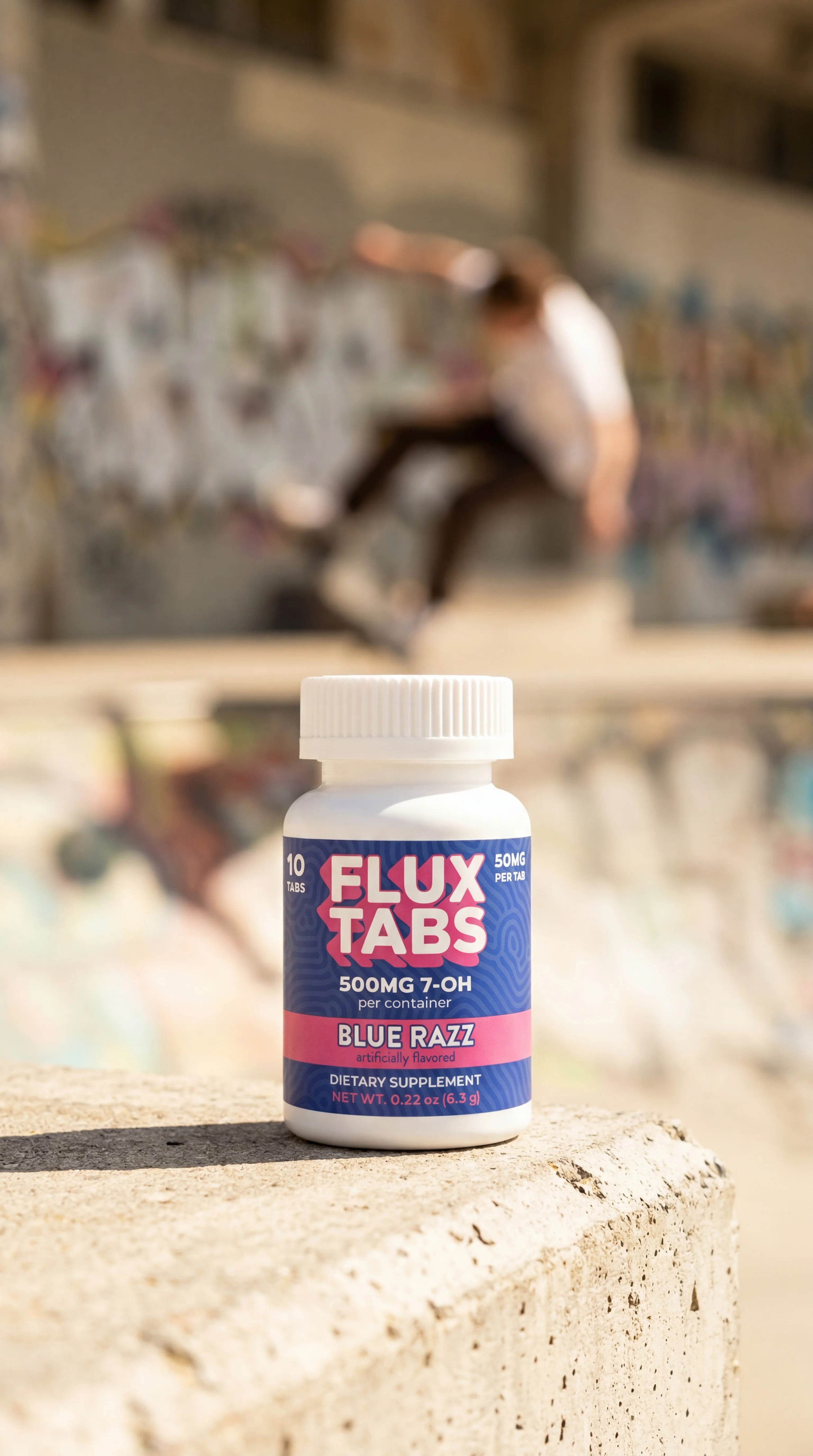 Flux Tabs Blue Razz at the skate park